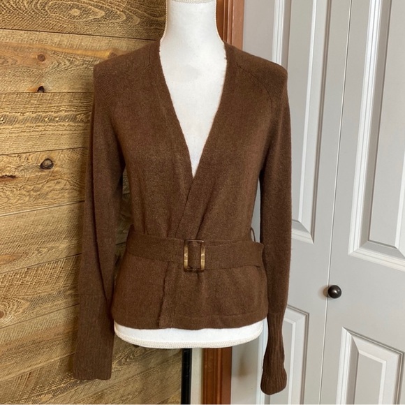Revolve L'Academie NTW Mara Cardigan Chocolate Sweater Brown Size Small - Picture 5 of 12